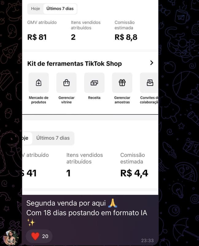 Captura de resultado de aluno fornecida pelo produtor