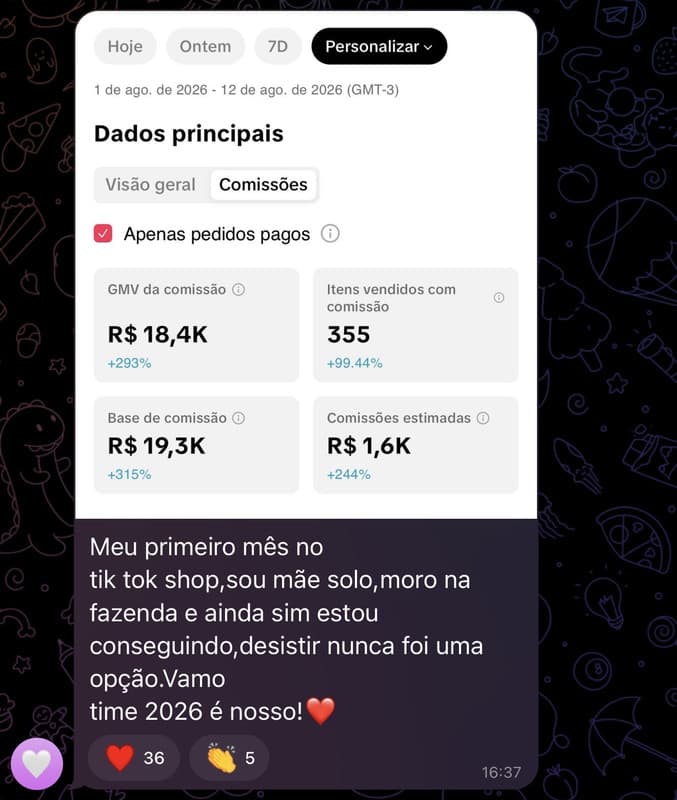 Captura de resultado de aluno fornecida pelo produtor