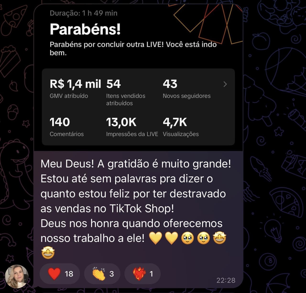 Captura de resultado de aluno fornecida pelo produtor